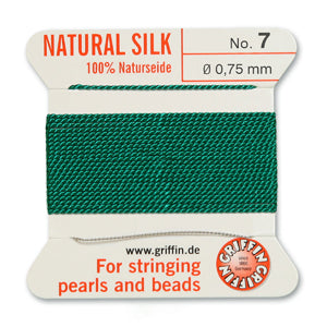 Green Griffin Silk Size 7 Needle End Bead Cord (30 Pcs) #BCSGR07G