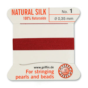 Garnet Griffin Silk Size 1 Needle End Bead Cord (30 Pcs) #BCSGT01G