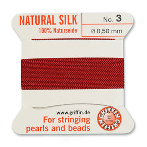 Garnet Griffin Silk Size 3 Needle End Bead Cord (30 Pcs) #BCSGT03G