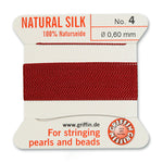 Garnet Griffin Silk Size 4 Needle End Bead Cord (30 Pcs) #BCSGT04G