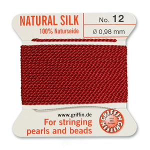 Garnet Griffin Silk Size 12 Needle End Bead Cord (30 Pcs) #BCSGT12G