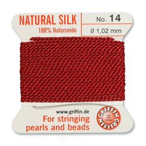 Garnet Griffin Silk Size 14 Needle End Bead Cord (30 Pcs) #BCSGT14G