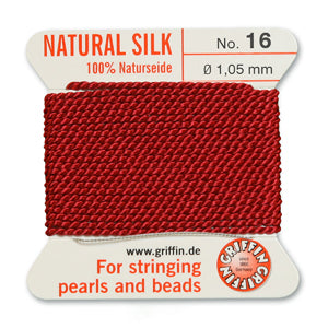 Garnet Griffin Silk Size 16 Needle End Bead Cord (30 Pcs) #BCSGT16G