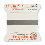 Grey Griffin Silk Size 0 Needle End Bead Cord (30 Pcs) #BCSGY00G