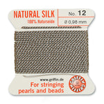 Grey Griffin Silk Size 12 Needle End Bead Cord (30 Pcs) #BCSGY12G