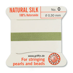 Jade Green Griffin Silk Size 0 Needle End Bead Cord (30 Pcs) #BCSJA00G