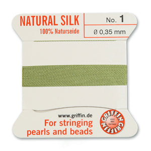 Jade Green Griffin Silk Size 1 Needle End Bead Cord (30 Pcs) #BCSJA01G