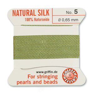 Jade Green Griffin Silk Size 5 Needle End Bead Cord (30 Pcs) #BCSJA05G