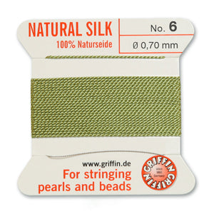 Jade Green Griffin Silk Size 6 Needle End Bead Cord (30 Pcs) #BCSJA06G