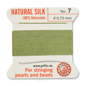 Jade Green Griffin Silk Size 7 Needle End Bead Cord (30 Pcs) #BCSJA07G