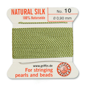 Jade Green Griffin Silk Size 10 Needle End Bead Cord (30 Pcs) #BCSJA10G