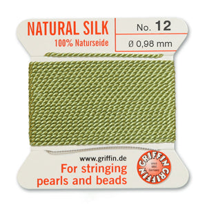 Jade Green Griffin Silk Size 12 Needle End Bead Cord (30 Pcs) #BCSJA12G