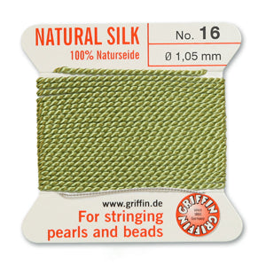 Jade Green Griffin Silk Size 16 Needle End Bead Cord (30 Pcs) #BCSJA16G