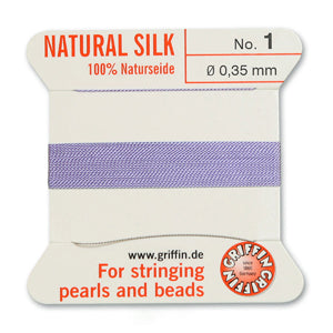 Lilac Griffin Silk Size 1 Needle End Bead Cord (30 Pcs) #BCSLI01G