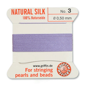 Lilac Griffin Silk Size 3 Needle End Bead Cord (30 Pcs) #BCSLI03G