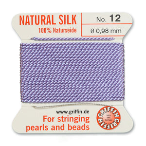 Lilac Griffin Silk Size 12 Needle End Bead Cord (30 Pcs) #BCSLI12G