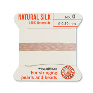 Light Pink Griffin Silk Size 0 Needle End Bead Cord (30 Pcs) #BCSLP00G