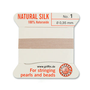 Light Pink Griffin Silk Size 1 Needle End Bead Cord (30 Pcs) #BCSLP01G