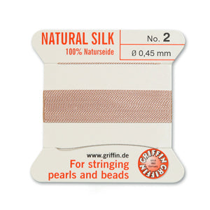 Light Pink Griffin Silk Size 2 Needle End Bead Cord (30 Pcs) #BCSLP02G