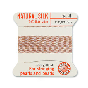 Light Pink Griffin Silk Size 4 Needle End Bead Cord (30 Pcs) #BCSLP04G