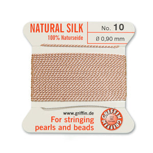Light Pink Griffin Silk Size 10 Needle End Bead Cord (30 Pcs) #BCSLP10G