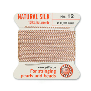 Light Pink Griffin Silk Size 12 Needle End Bead Cord (30 Pcs) #BCSLP12G