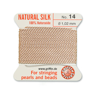 Light Pink Griffin Silk Size 14 Needle End Bead Cord (30 Pcs) #BCSLP14G