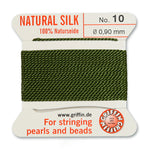 Olive Griffin Silk Size 10 Needle End Bead Cord (30 Pcs) #BCSOL10G