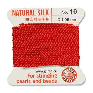 Red Griffin Silk Size 16 Needle End Bead Cord (30 Pcs) #BCSRD16G