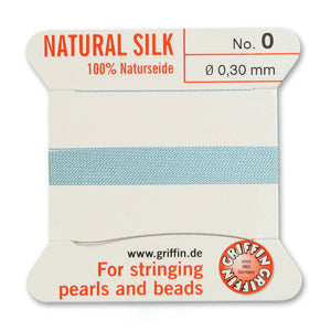 Turquoise Griffin Silk Size 0 Needle End Bead Cord (30 Pcs) #BCSTQ00G