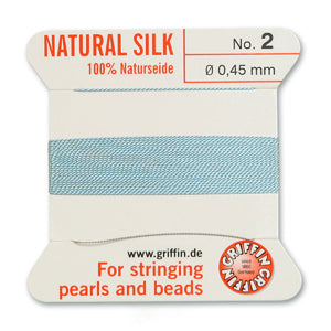 Turquoise Griffin Silk Size 2 Needle End Bead Cord (30 Pcs) #BCSTQ02G