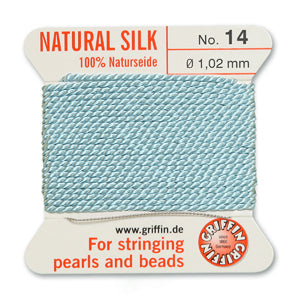 Turquoise Griffin Silk Size 14 Needle End Bead Cord (30 Pcs) #BCSTQ14G