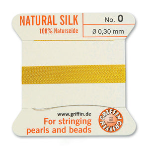 Yellow Griffin Silk Size 0 Needle End Bead Cord (30 Pcs) #BCSYL00G