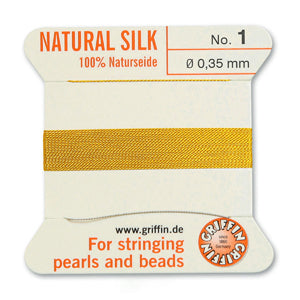 Yellow Griffin Silk Size 1 Needle End Bead Cord (30 Pcs) #BCSYL01G