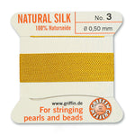 Yellow Silk Size 3 Needle End Bead Cord (30 Pcs) #BCSYL03G