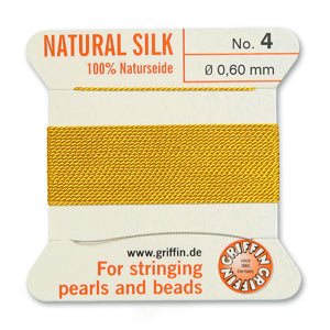 Yellow Griffin Silk Size 4 Needle End Bead Cord (30 Pcs) #BCSYL04G