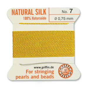 Yellow Griffin Silk Size 7 Needle End Bead Cord (30 Pcs) #BCSYL07G