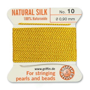 Yellow Griffin Silk Size 10 Needle End Bead Cord (30 Pcs) #BCSYL10G