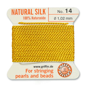 Yellow Griffin Silk Size 14 Needle End Bead Cord (30 Pcs) #BCSYL14G