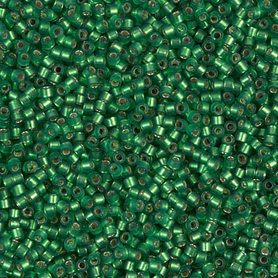 DB688- 11/0 Semi Matte Silver Lined Kelly Green Miyuki Delica Beads (10 Gm, 50 Gm, 250 Gm)