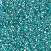 DB079- 11/0 Aqua Blue Lined Crystal AB Delica Beads