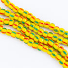 9/0 Opaque Yellow/Green/Red Stripe Czech Seed Bead (1/2 Kilo) Preciosa #83590