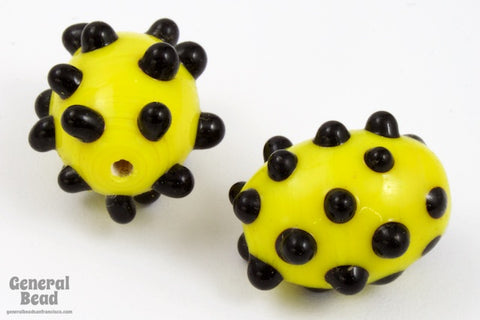 20mm Yellow and Black Spiky Oval (4 Pcs) #5285