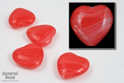 14mm Red Swirl Heart (2 Pcs) #5404