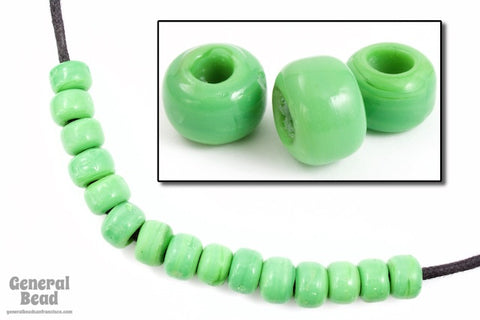 9mm Opaque Leaf Green Glass Crow Bead (50 Pcs) #5425