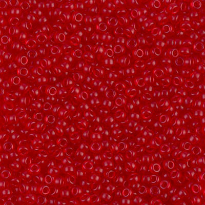 11/0 Semi-Frosted Transparent Red Orange Miyuki Seed Bead (250 Gm) #140SF