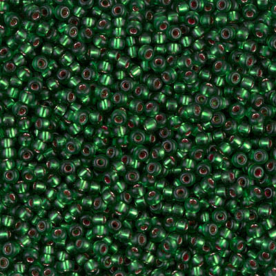 11/0 Dyed Semi-Frosted Rose Silver Lined Leaf Green Miyuki Seed Bead (250 Gm) #1661