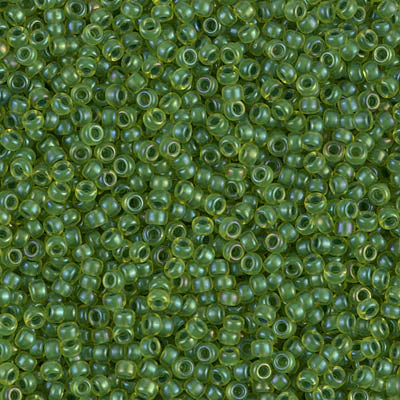 11/0 Semi-Frosted Pea Green Lined Chartreuse Miyuki Seed Bead (10 Gm, 250 Gm) #JJJ049