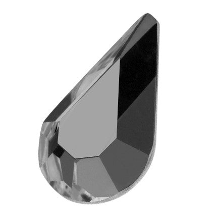 Preciosa 2333 Jet Hematite Pear Maxima Flat Back Rhinestone (8mm, 10mm)
