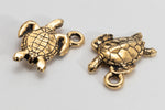 17mm TierraCast Antiqued Gold Sea Turtle Charm #CK899